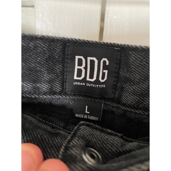 Urban Outfitters BDG black denim button front A line mini skirt in size L - Picture 3 of 4